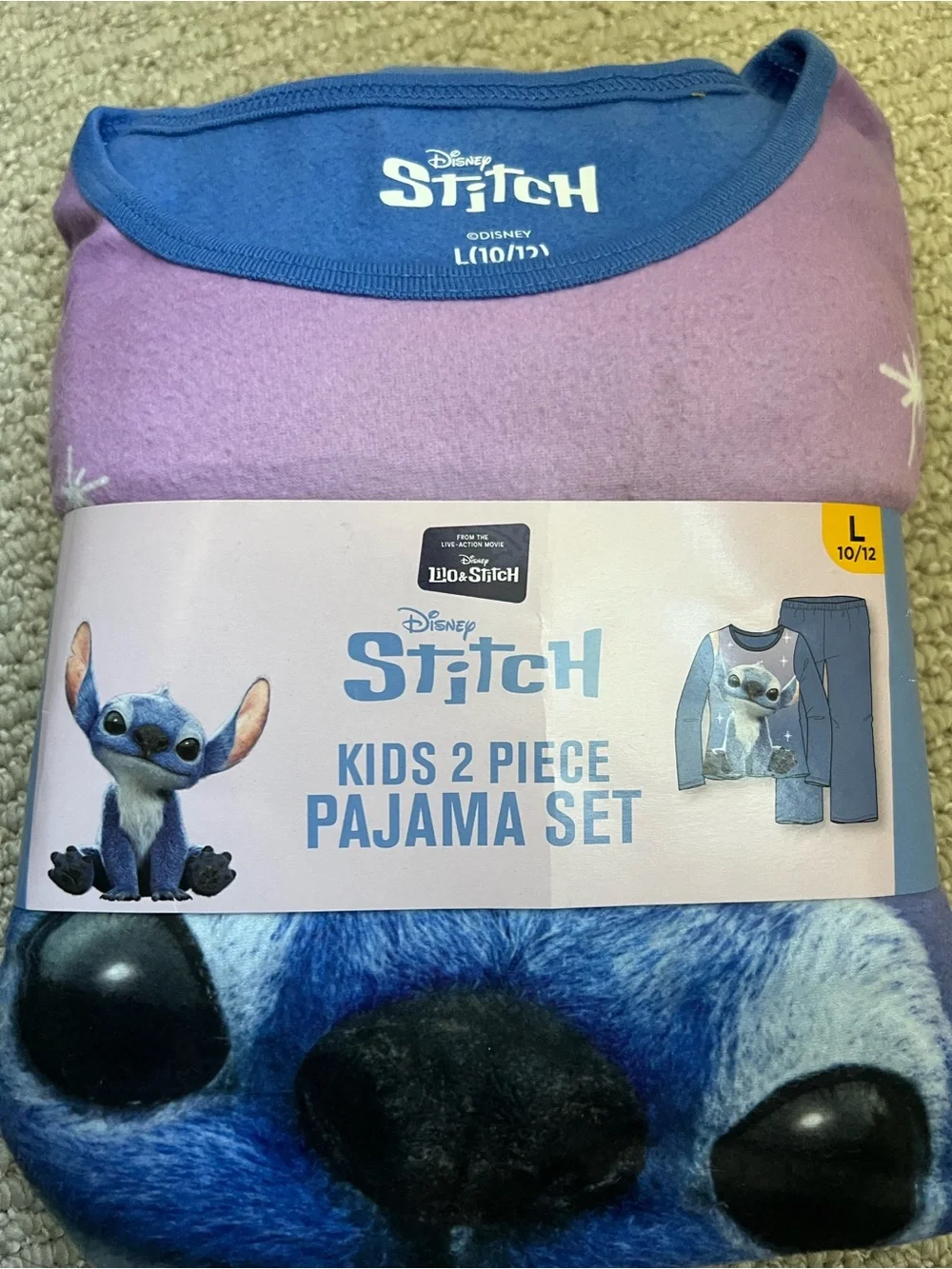 Disney Stitch Kids 2-Piece Pajama Set in size Large (10/12) NIB $15